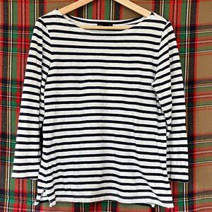 J Crew Striped Boatneck Tee Size M
